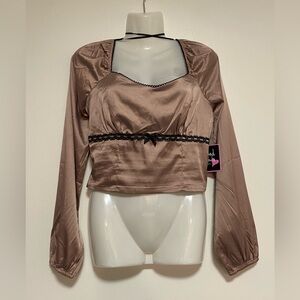 PINK DROP BY MIXED THREADS METALLIC BRONZE CROP TOP SIZE M